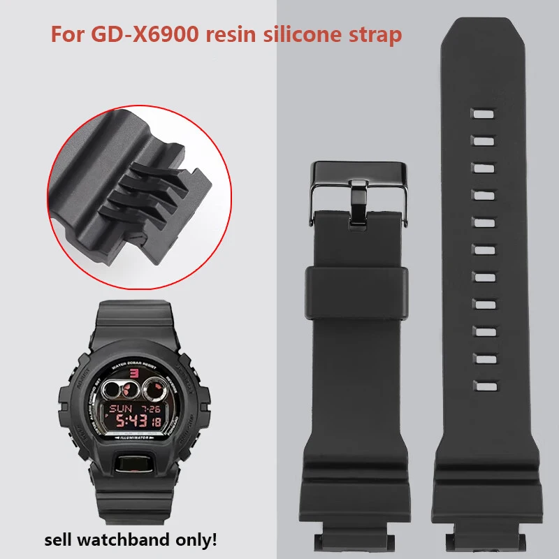 Waterproof and Soft Silicone Watchband For G-SHOCK Casio Watch GD-X6900-1 Resin Silicone Watch Band with Raised Mouth Bracelet