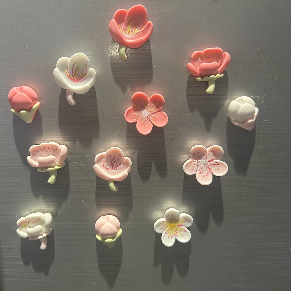 12PCS DIY Refrigerator Magnet Peach BlossomCherry Magnets Nordic Personalized Home Decor Whiteboard Photo Message Board Home - Image 2