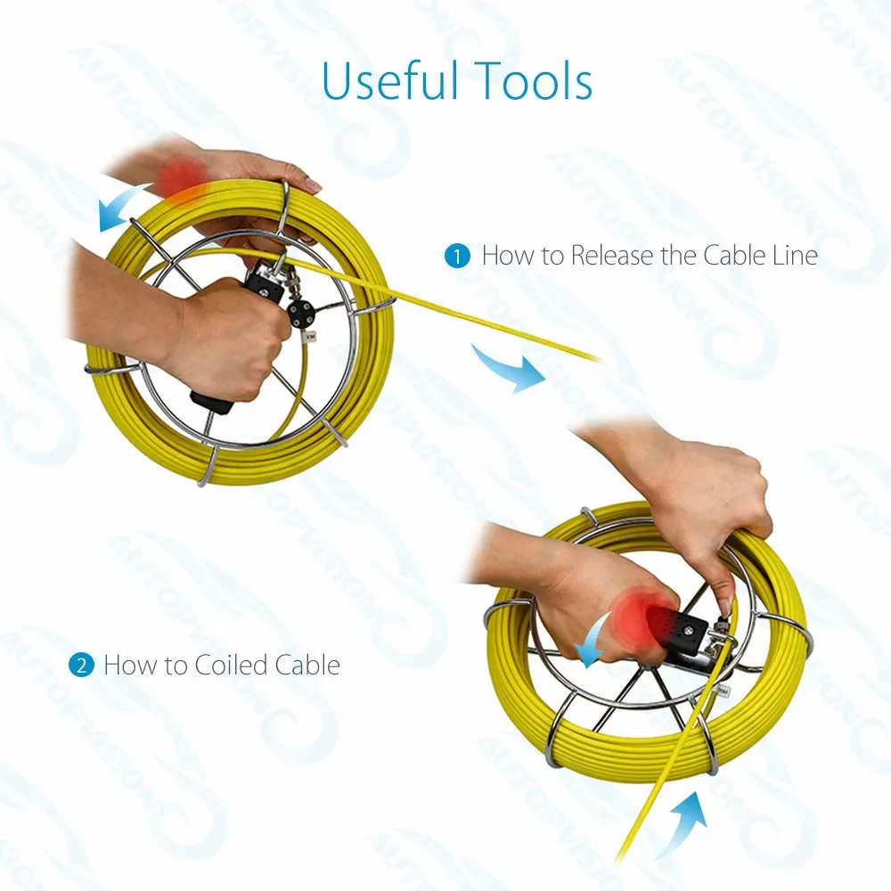 Câmera endoscópica de 9 ", câmera com gravador de vídeo, visão noturna, boroscópio, tubo de drenagem de esgoto, sistema de inspeção de parede, 100m, 17/23mm, wp90