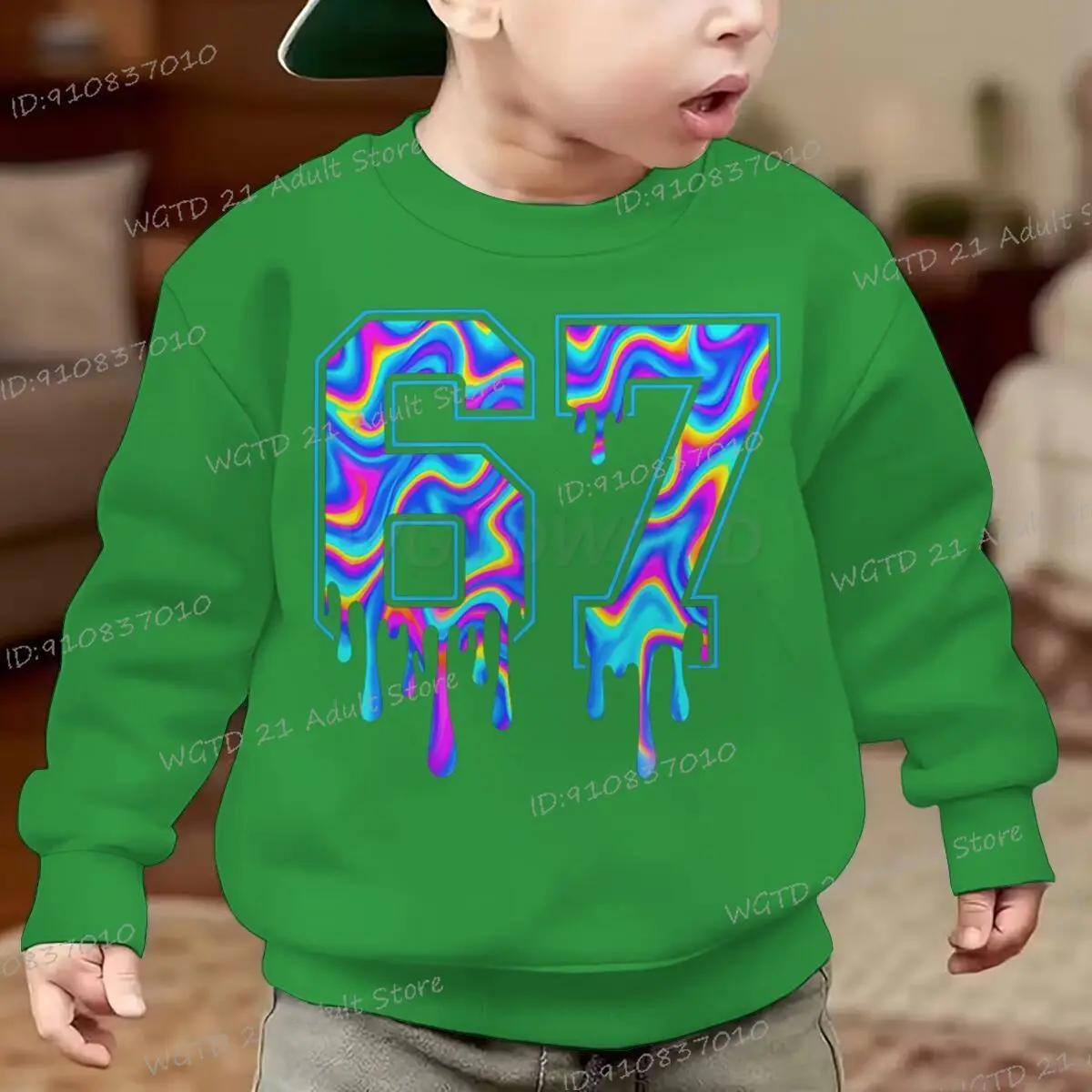 العصرية 67 ميمي الاطفال البلوز مضحك الشرير نمط ستة سبعة طفل البلوز المألوف النساء الرجال طويلة الأكمام 67 بلوزات #3