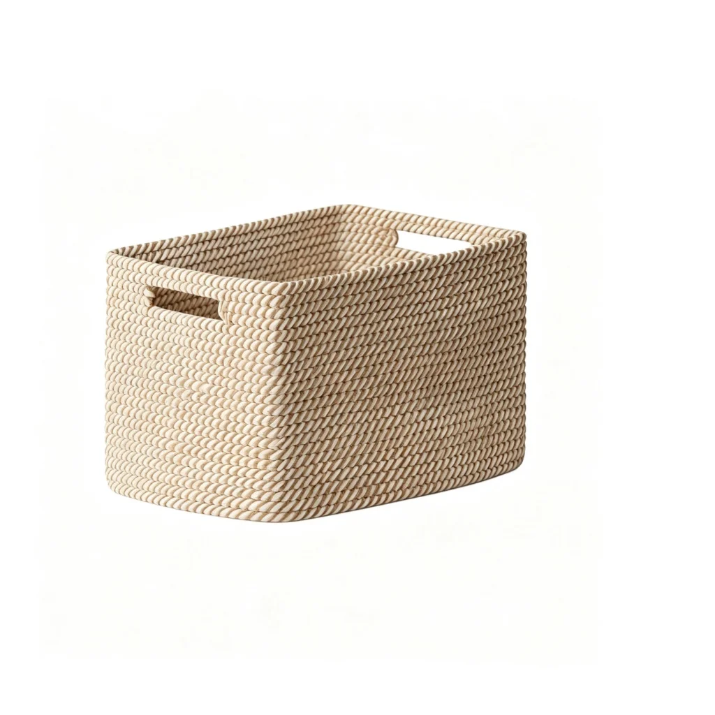 Panier de rangement en corde tissée avec poignée – Organisateur multifonctionnel pour vêtements, jou