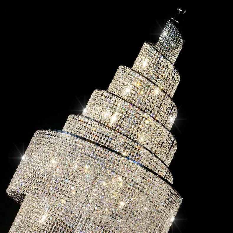 Large Spiral Design Crystal Chandelier For Staircase Lobby Modern Led Lamp Luxury Home Decor Light Fixture Hotel Engineering view 6