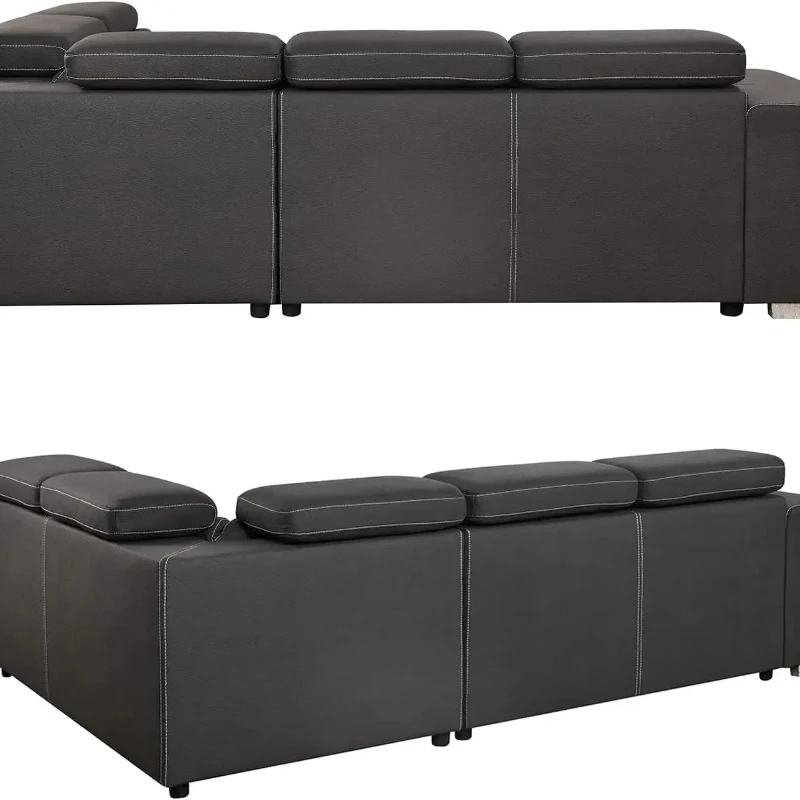 104'' Microfiber L Shaped Sectional Sleeper Sofa Couch with Pull Out Bed and Storage Ottoman, Convertible Couches with