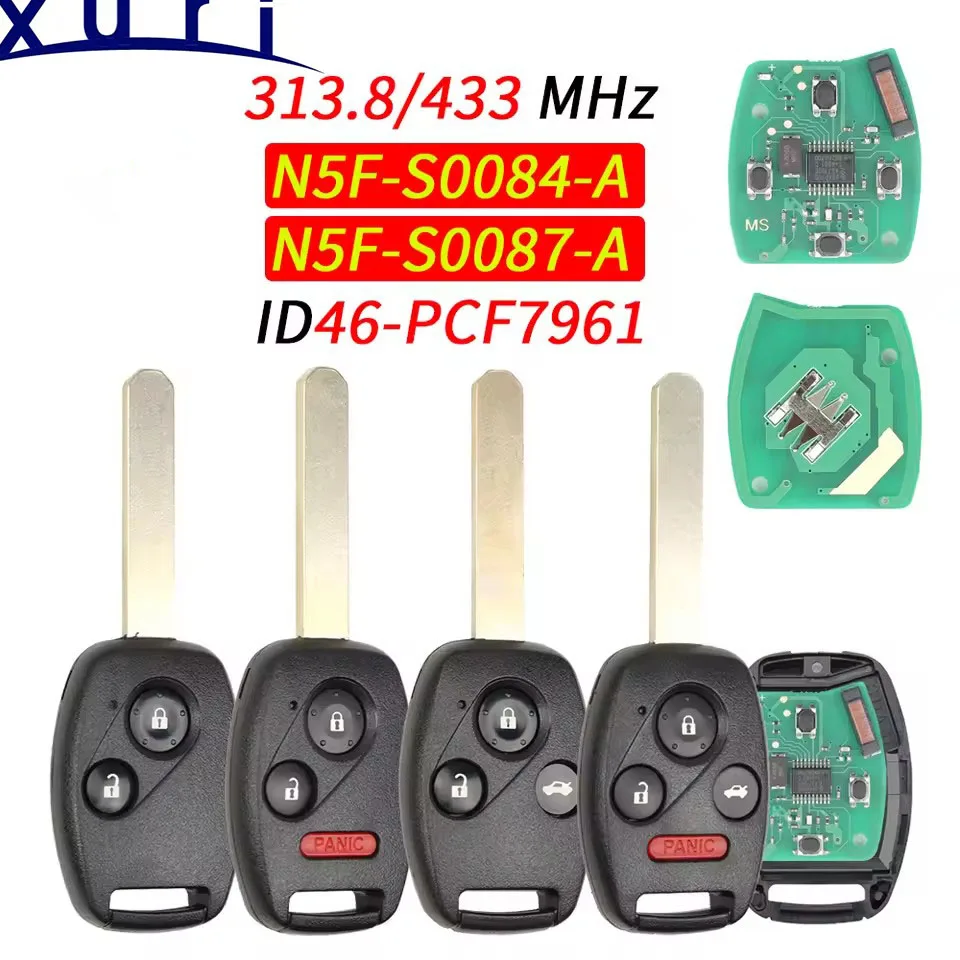 

Xuri 2/3/4 Buttons For Honda Civic EX Si 2006 - 2013 Remote Car Key 313.8Mhz 433Mhz ID46 PCF7961 Chip N5F-S0084-A N5F-S0087-A