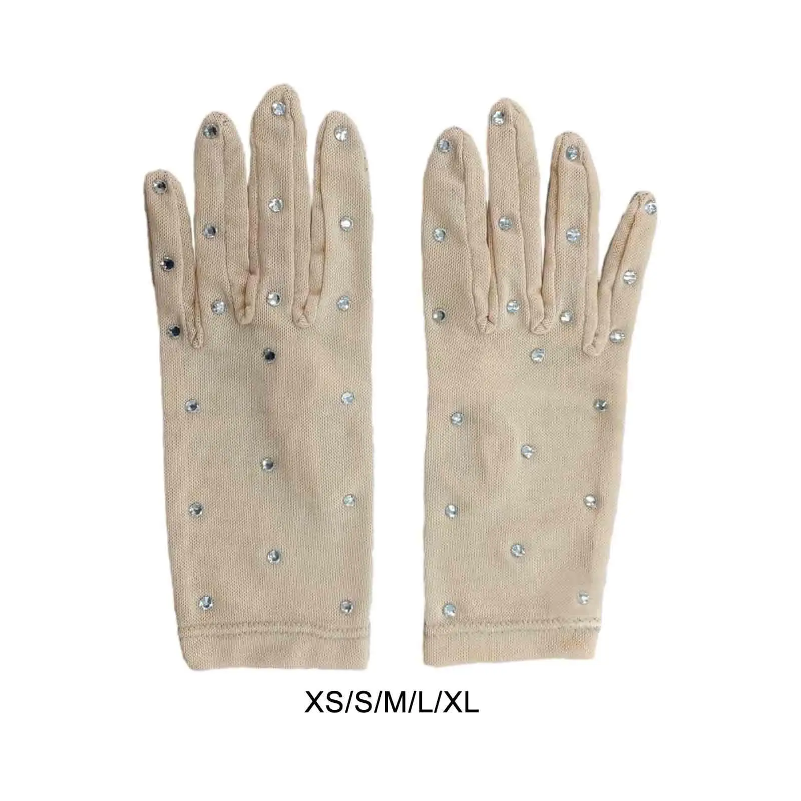 Ice Skating Gloves Shiny Rhinestone Decoration Durable Training Gloves for