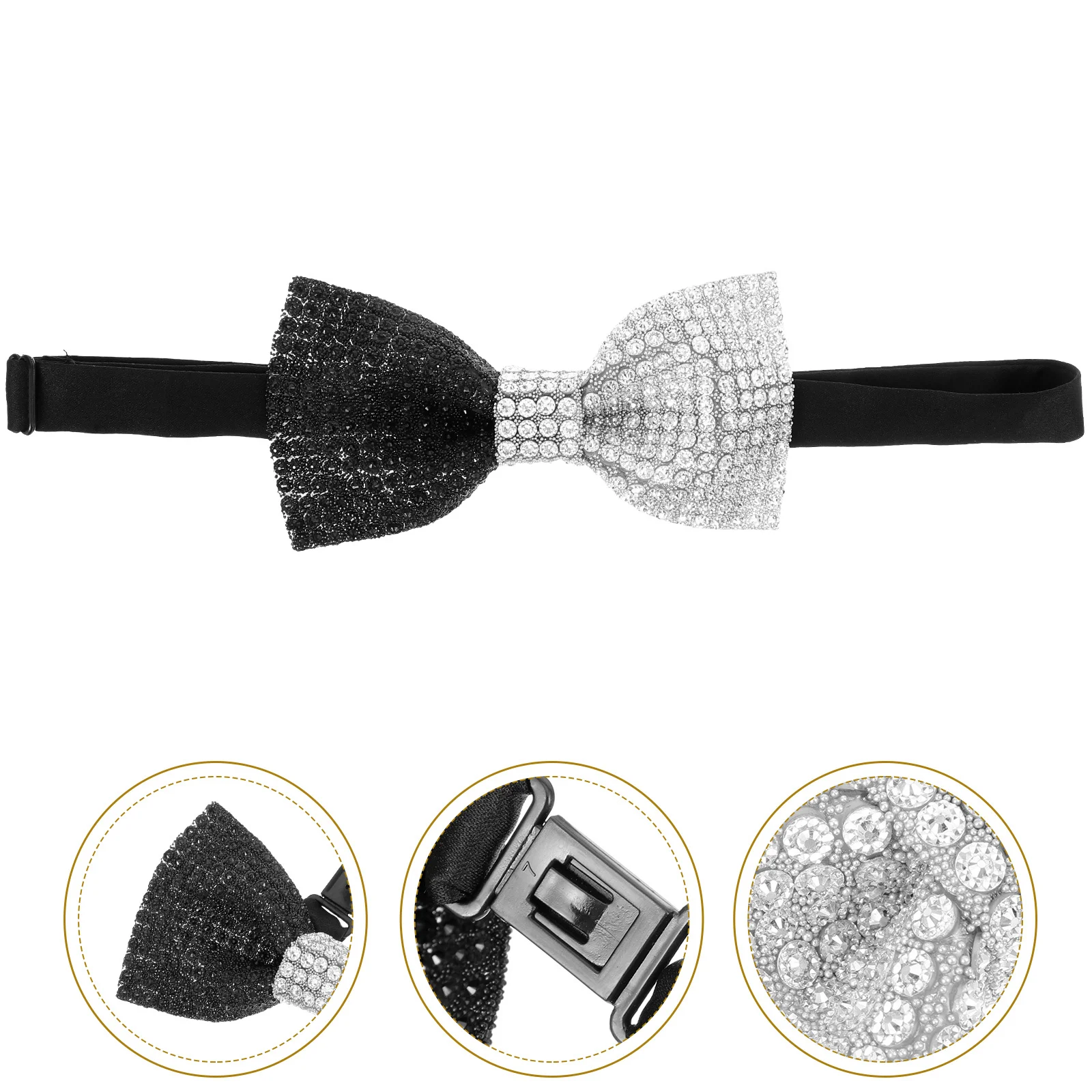 

Rhinestone Bow Tie For Men Glitter Pre-Tied Bowtie Wedding Groom Banquet Party Decorative Fashion Accessory