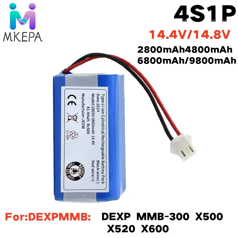 

4S1P 14.4V 6800mAh INR18650 battery/suitable for DEXP MMB-300 X500 X520 X600 Mamibot EXVAC660 EXVAC880 robot vacuum cleaner