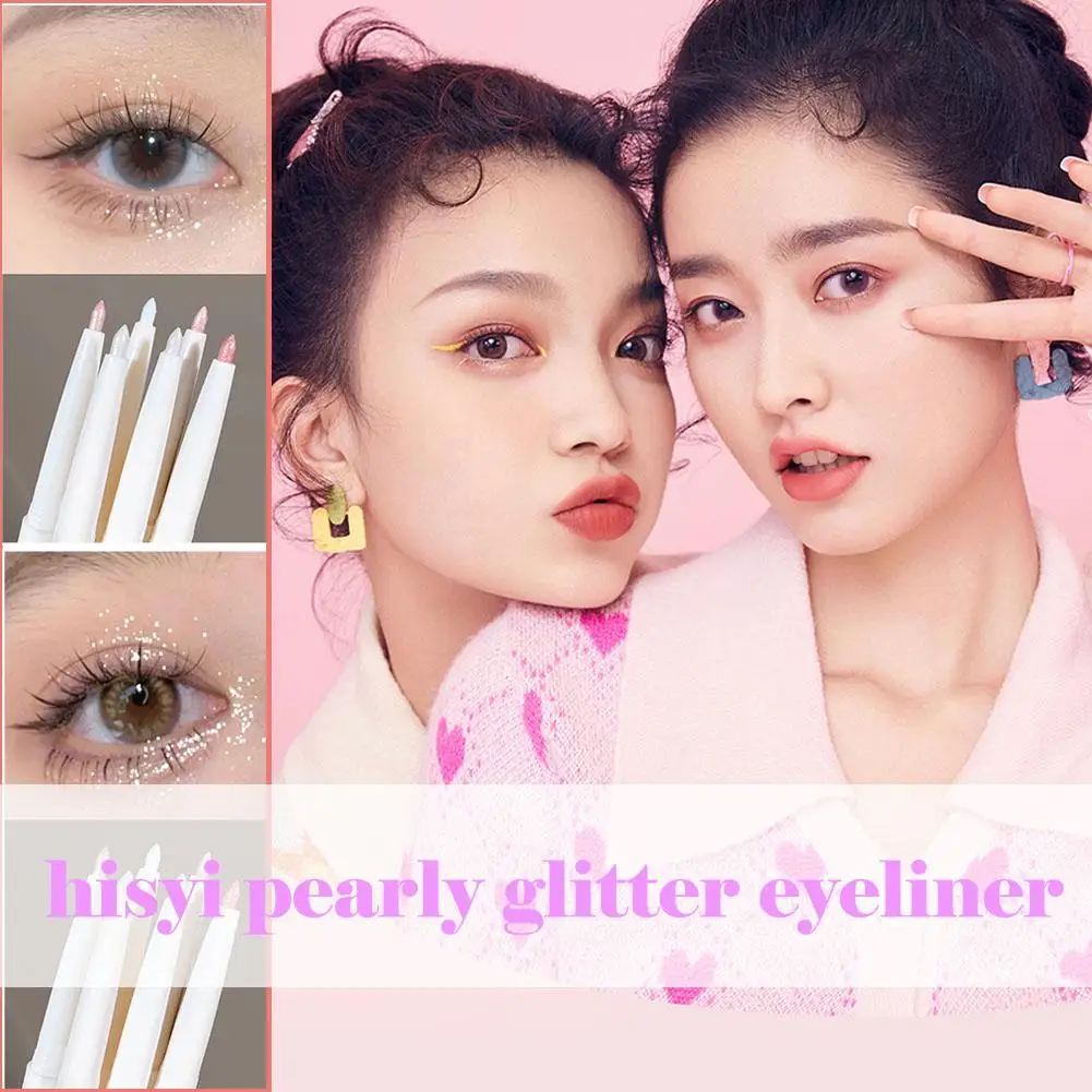 Brightening Highlighter Pen, Long Lasting Waterproof, Glitter Eyeshadow Silvery Eyeliner Pearly Smooth White Stick Matte B7e2