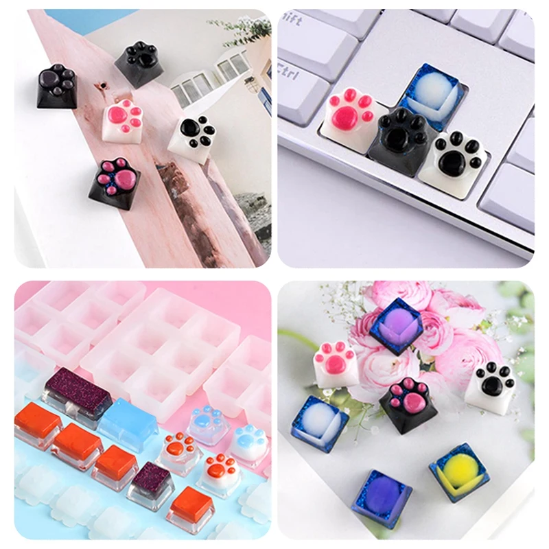 Keycap Molds Silicone Kit,Handmade Crystal Resin Molds For Key Caps Of Gaming Keyboards Mechanical DIY With Key Puller