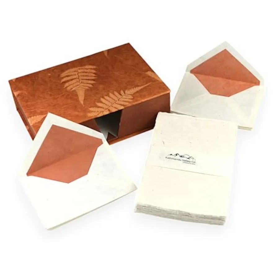 

Vintage Stationery Gift Box Set with 50 Handmade A5 Deckle-edge Lokta Paper Sheets and 30 Envelopes