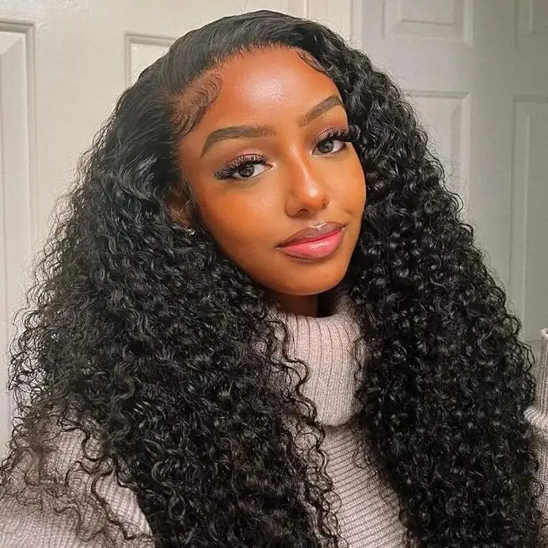 

13x6 Water wave HD transparent lace frontal wigs blcak curly human hair 100% brazilian choice for women cheap on sale clearance