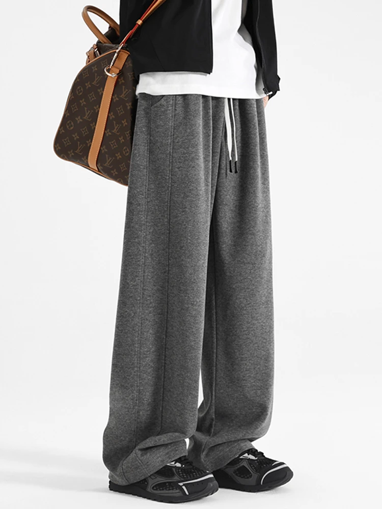 

Мужские брюки прямого кроя класса люкс, свободные повседневные брюки, широкие спортивные брюки с эффектом драпировки, осенняя новинка, модные молодежные брюки для отдыха