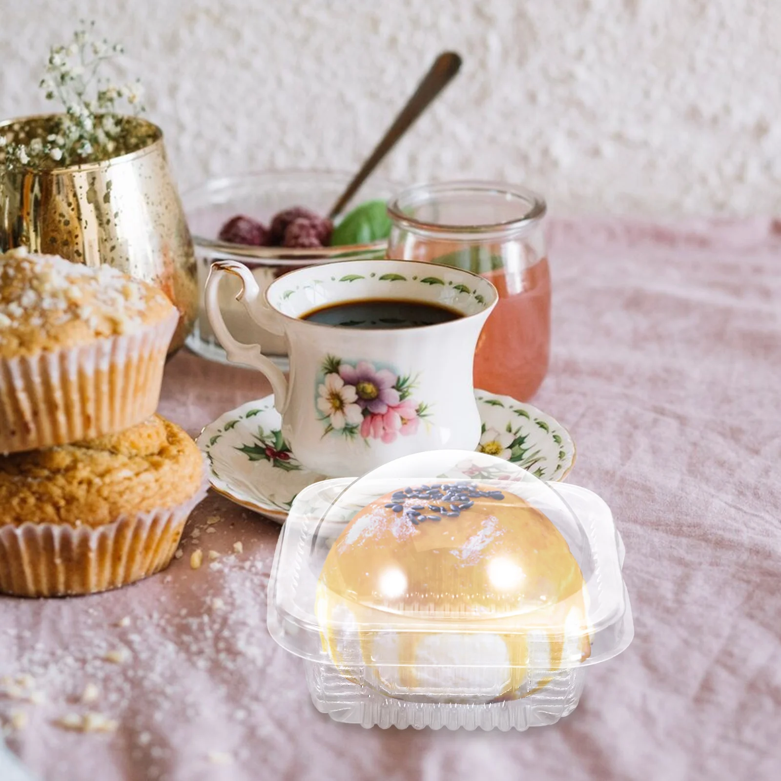 

50pcs Cake Storage Containers Clear Plastic Cupcake Boxes Snap Lock Lid For Muffin Dessert Takeout Packaging Individual Carrying