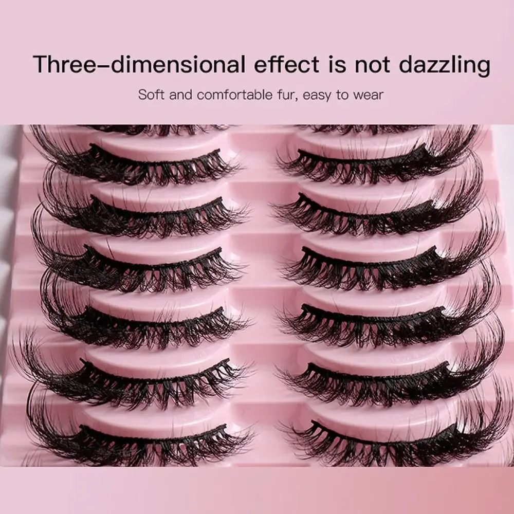 10 Paar Fuchs-Augenwimpern, flauschig, natürlich, geflügeltes Wimpernende, verlängern, 3D-Nerzhaar, falsche Wimpern, Katzen-Wimpern