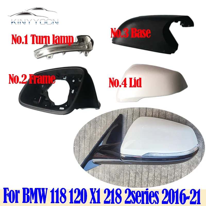 

For BMW 118 120 X1 218 2series 2016 17 - 2021 Outside Rearview Mirror Cover Side External Mirror Cap Housing House Frame Lamp