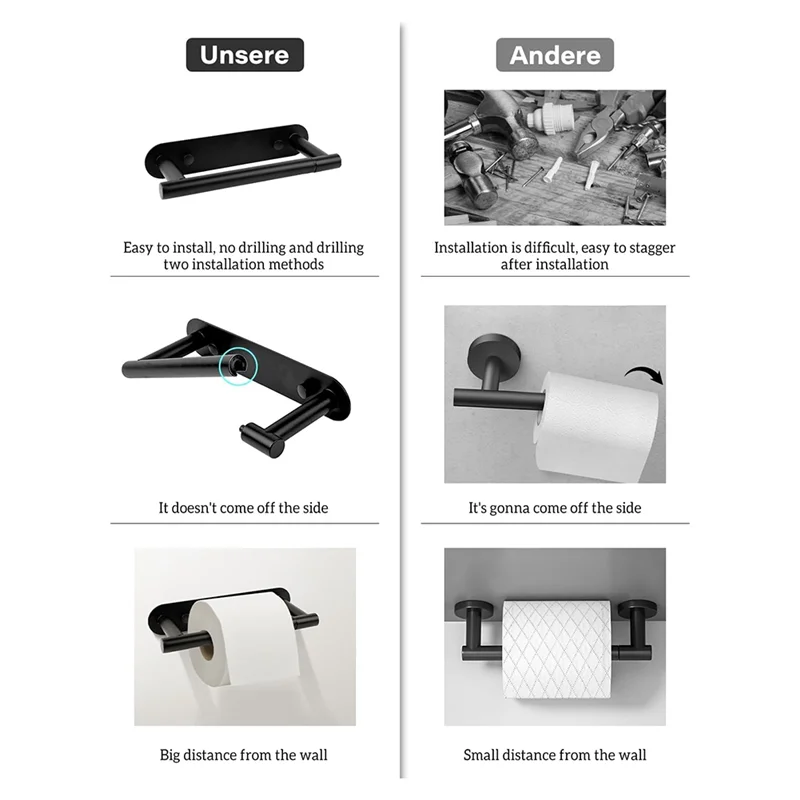 F-3C Tempat Tisu Toilet, Tempat Tisu Toilet Berperekat Tempat Tisu untuk Kamar Mandi Dipasang Di Dinding atau Baja Tahan Karat Berperekat