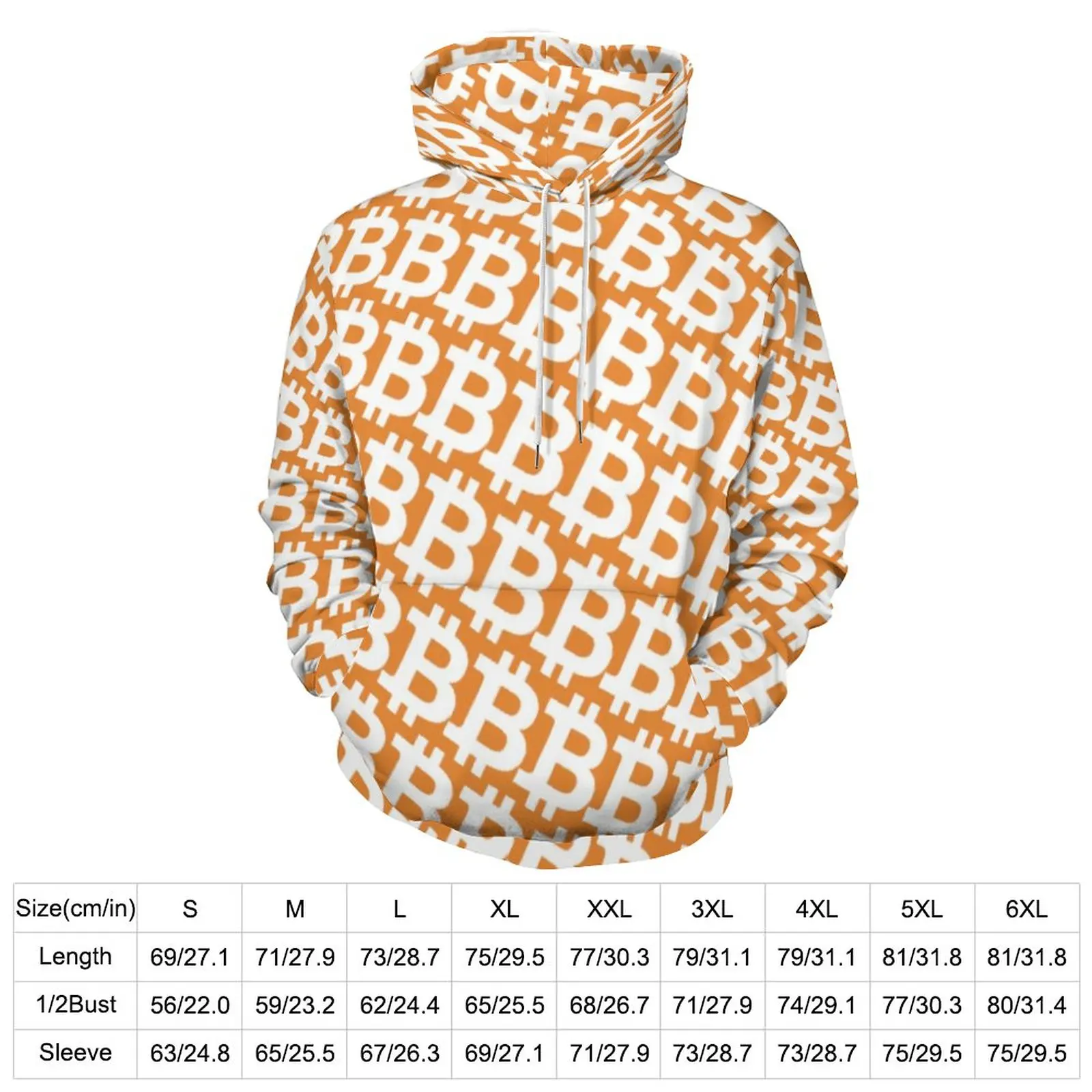 Bitcoin Logo Casual Hoodies Male Cryptocurrency Print Elegant Design Hooded Sweatshirts Winter Long Sleeve Loose Oversize Hoodie