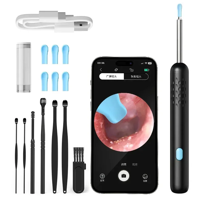 Ear Cleaner with Camera Set HD Ear Sticks Otoscope USB Charging Endoscope Wax Removal Tool Earpick Ear Cleaning Set Health Care