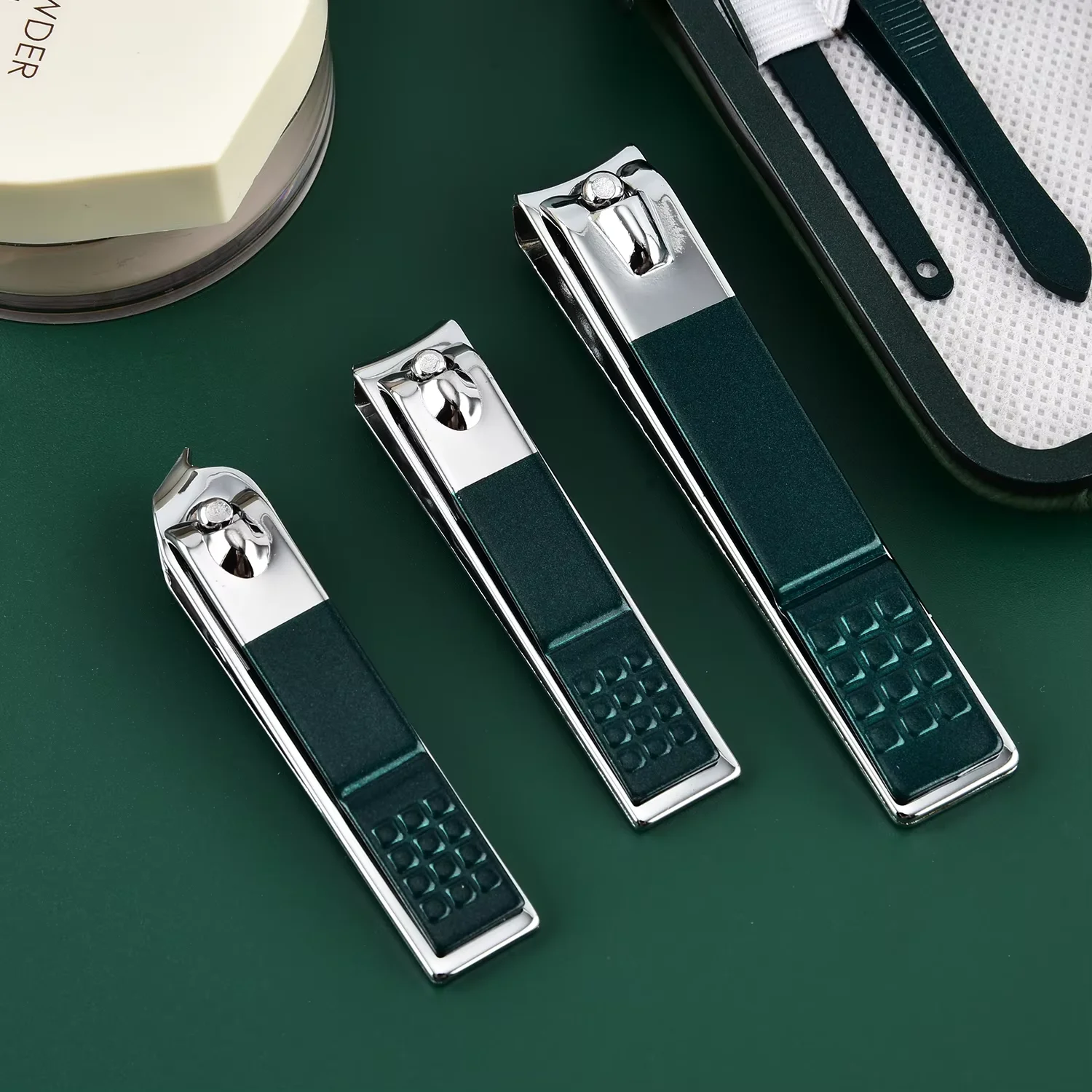 18/12/10/7 pcs Spring Green New Stainless Steel Nail Clippers Set Grooming Tool Set With Portable Case Manicure Art Tool image 4