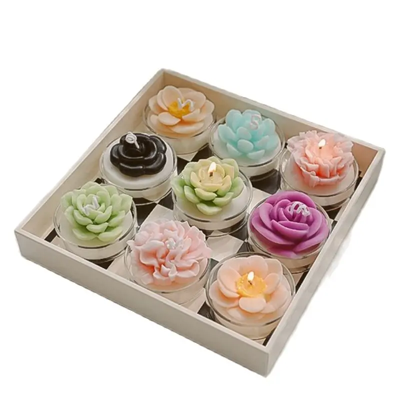 

5 PCS Flower Shape Aromatherapy Candles Tealight Scented Aromatic Smell Candles Home Party Holiday Gift Decoration