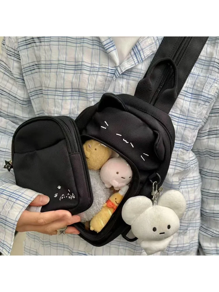 

Оригинальная CHICAURA Bla Face Cry Emoticon Crossbody объединитель из мягкого полиэстера, повседневная молодежная сумка через плечо на молнии Clo...