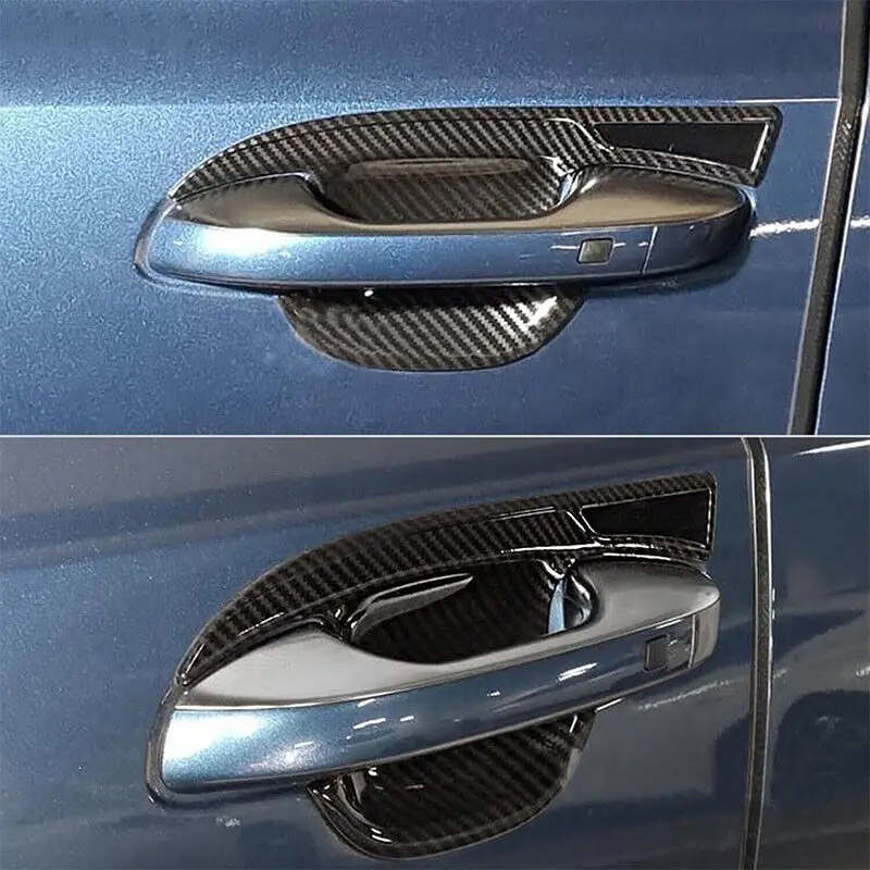 Para Kia Sorento MQ4 2020 2021 2022 2023 manija de puerta Exterior de fibra de carbono de coche moldura de cuenco cubierta embellecedora pegatina accesorios de decoración