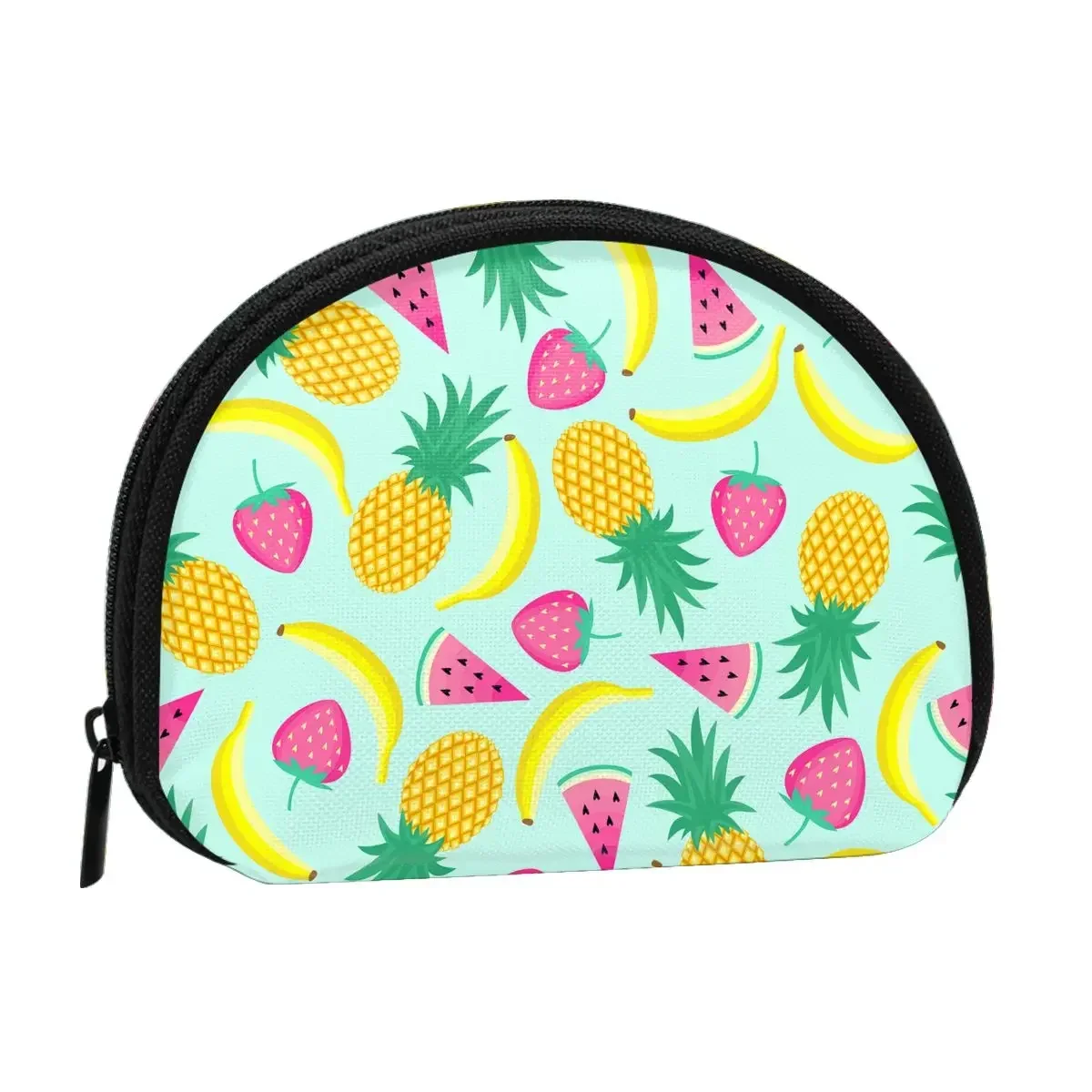 Pineapple 3D Printing Coin Purse Ladies Shopping Portable Silver  Bag Travel Mini Credit Card ID   Gift