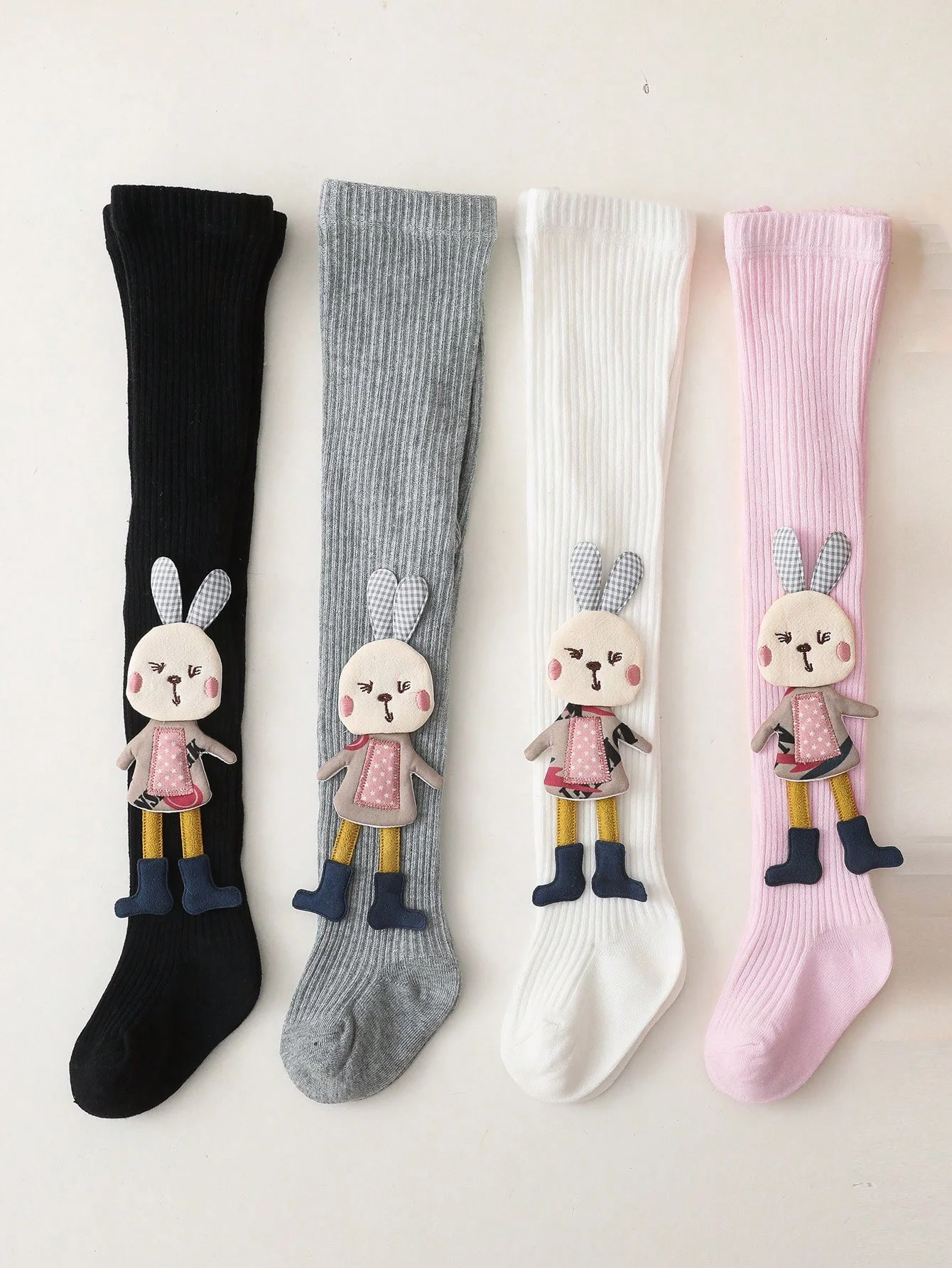 1 Pair of Babies Radish and Rabbit Decoration Tight Pantyhoses,Soft Non-Slip Leggings for Baby Girls Aged 0-36 Months Daily Wear