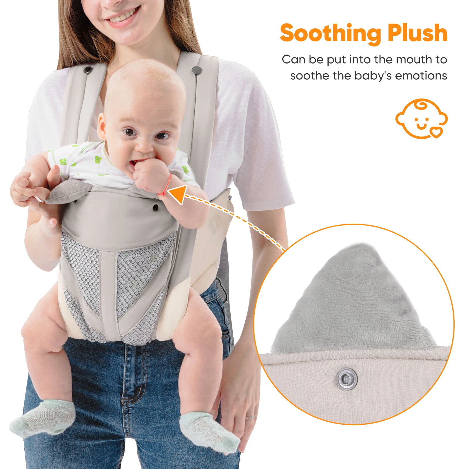 

Gray Strap Newborn Carrier Lightweight Breathable Baby Carrier Toddler Front Hug Sling Infant Carriers Durable