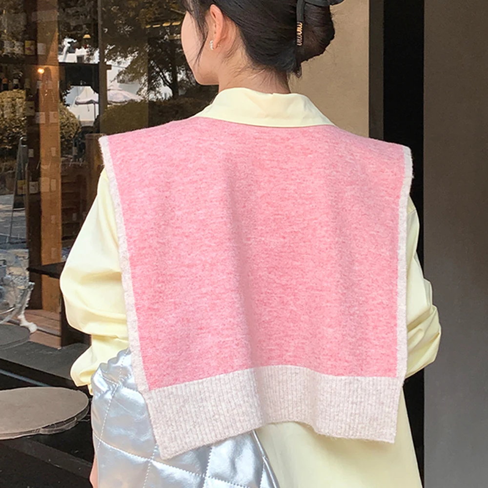 1pc Fashion Casual Knitted Shoulder Scarf Shawl High-end Versatile Multi-functional Women Color Blocked Shawl