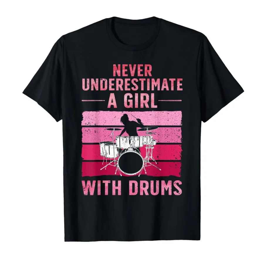 

Funny Drummer Art for Girls Women Drumming Drum Set Drummer T-shirt For Men Women 100% Cotton T Shirts Short Sleeve Tops 1103-2