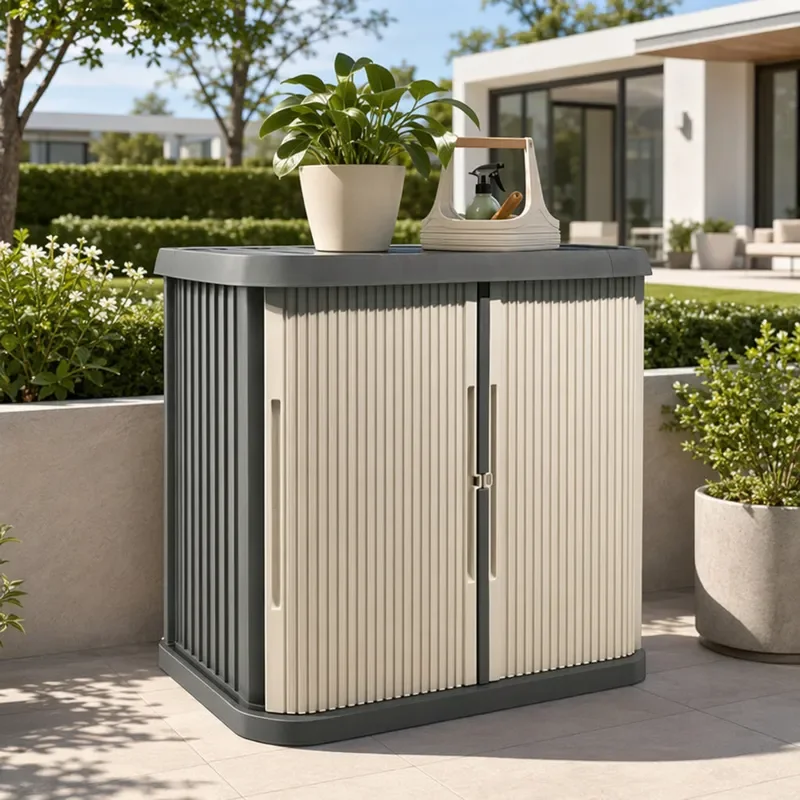 Large Outdoor Deck Box Pool Tool Storage Container Self Assembly Push Pull Lid Waterproof Patio Garden Organizer
