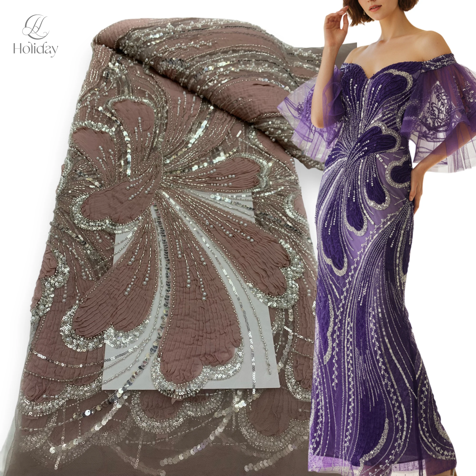 

Ткань с вышивкой пайетками и бисером для вечерних платьев, блестящая ткань с глиттером для женской одежды