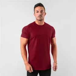 New Stylish Plain Tops Fitness Mens T Shirt Short Sleeve Muscle Joggers Bodybuilding Tshirt Male Gym Clothes Slim Fit Tee Shirt