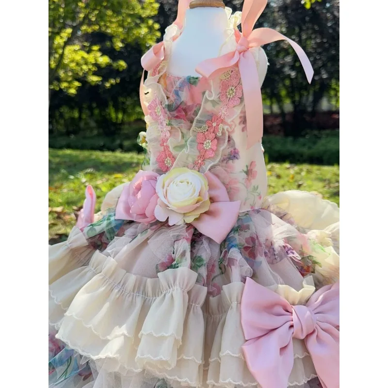 カスタムメイドのバラの花の長いウェディングドレス,ペットの変装,カスタムメイドの結婚式の衣装