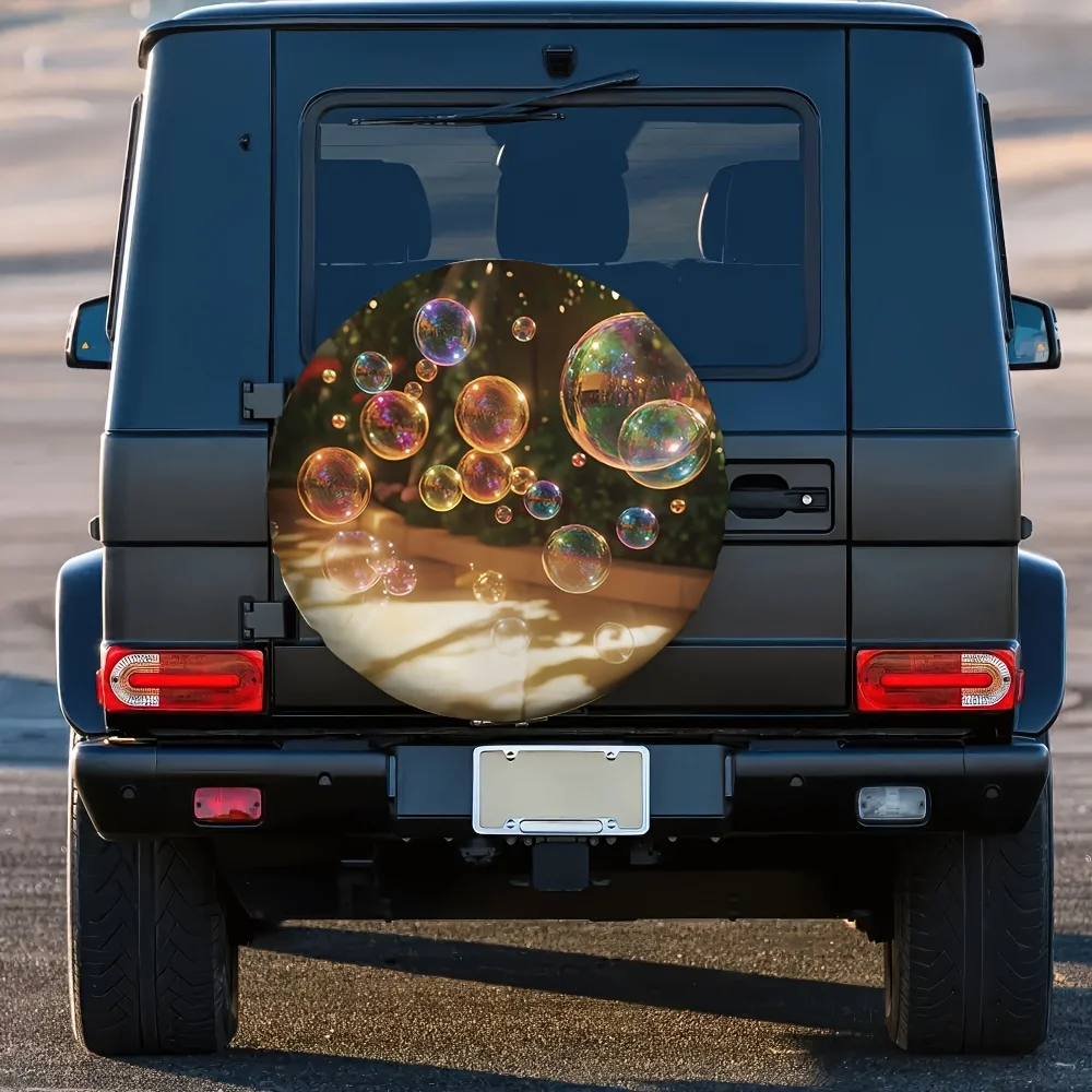 Colorful Bubbles Pattern Spare Tire Cover Waterproof Polyester Dust UV Protection Accessory