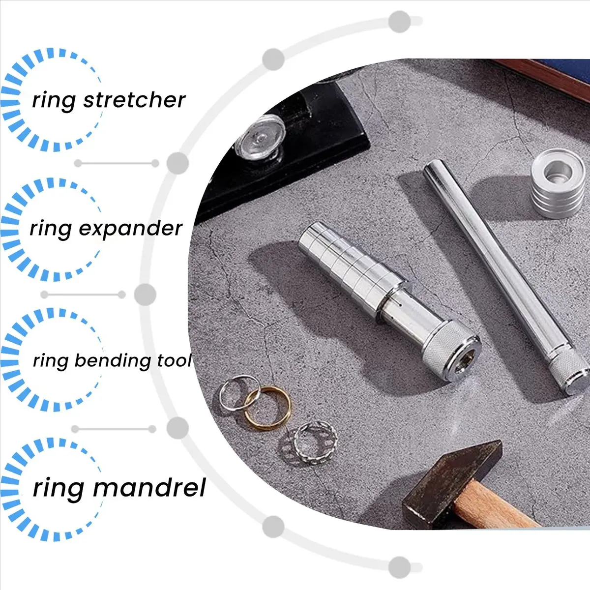 ●Metal Ring Stretcher 6-1/2 Inch, Finger Wedding Band Adjustment Tool, Jewelry Ring Sizing Tool