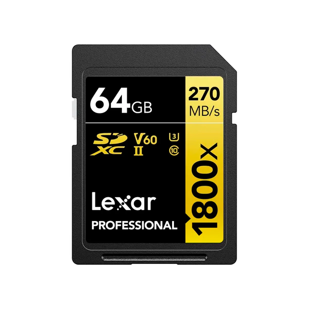 Lexar 64GB Memory Card 1800x Uhs-II Sdhc V60 270 Mb/s