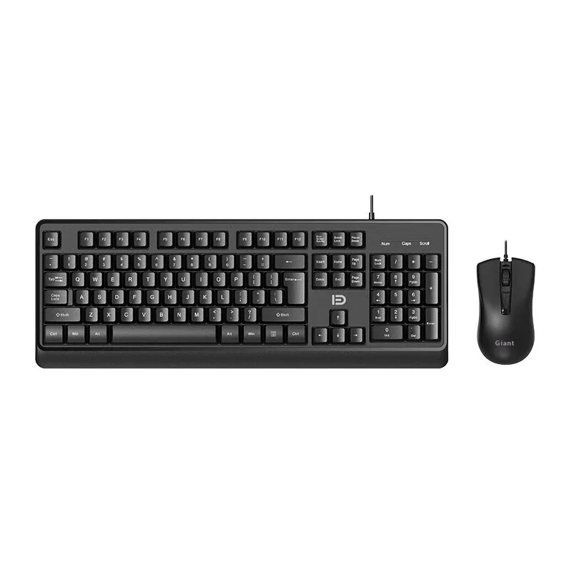UNSHARKABLE IK6630 Wired Keyboard Mouse Combo Silent Typing Black Keycaps Punk Style Mute Design PC Laptop Compatible Desktop