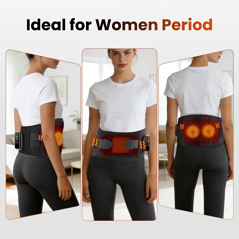 Heated Waist Belt 3 Level Heated Vibration Massage Lumbar Support Brace Waist Massage Belt Shoulder Ankle Wrist Knee Heating Pad