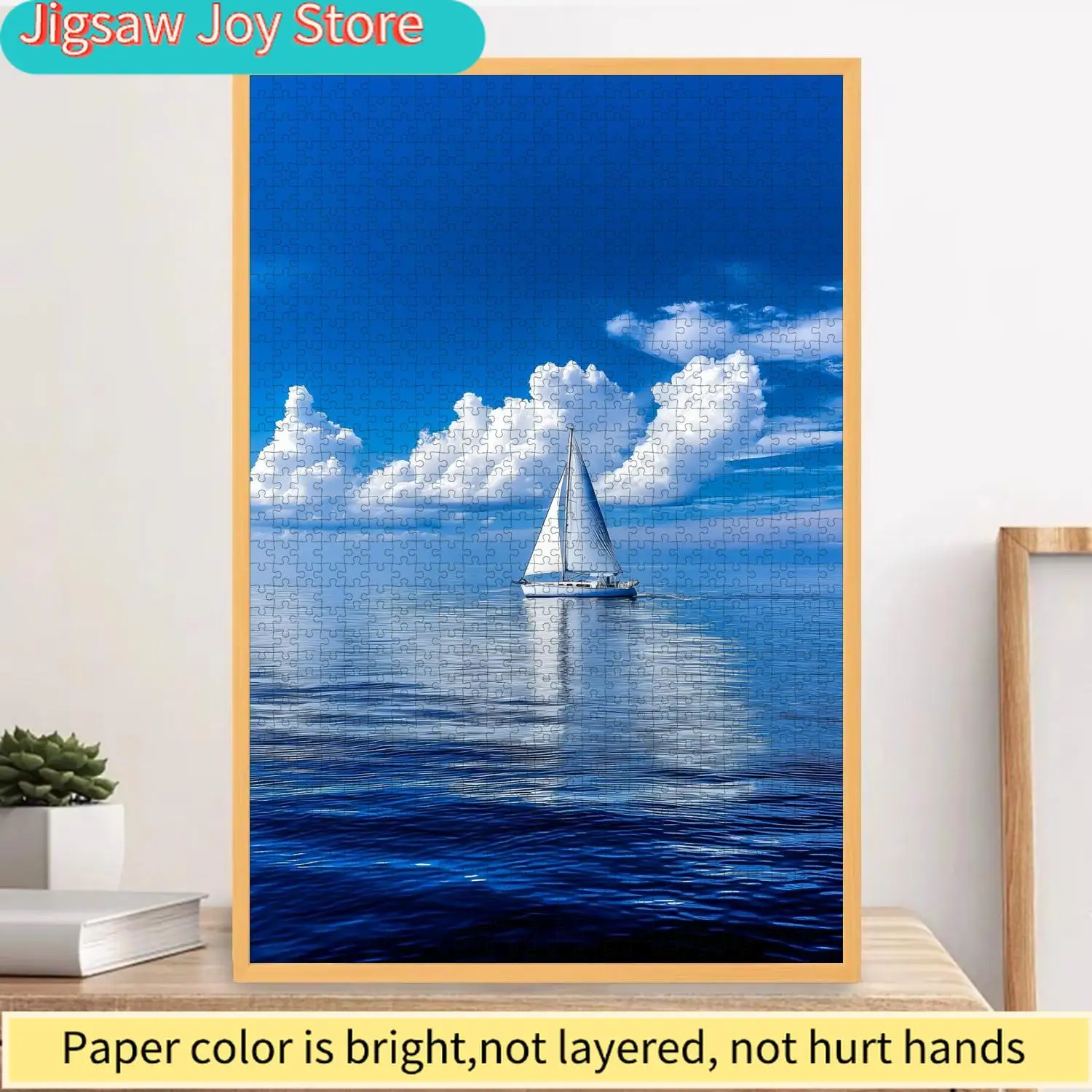 

A Set of 1000pcs Boxed Puzzles Featuring a Sailboat Landscape Theme, Designed as a Challenging Paper Puzzle - a Large Interact