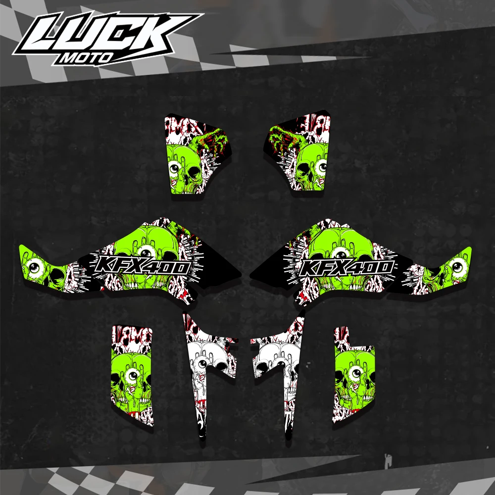 

LUCKMOTO Motorcycle Graphics Background Decals Sticker Customize For Kawasaki KFX 2008 2007 2006 2005 2004 2003