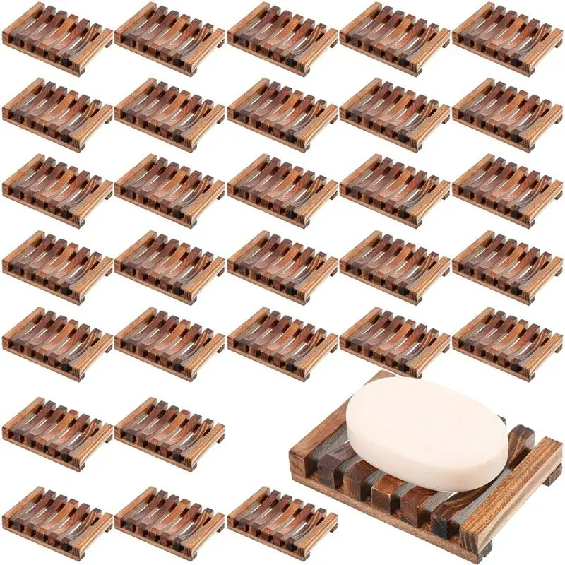 

-November Bulk Wooden Shower Soap Dish 30 Pcs Drainage Tray Standing Case For Bathroom Kitchen Sponge Shampoo Sink Soap Holder S