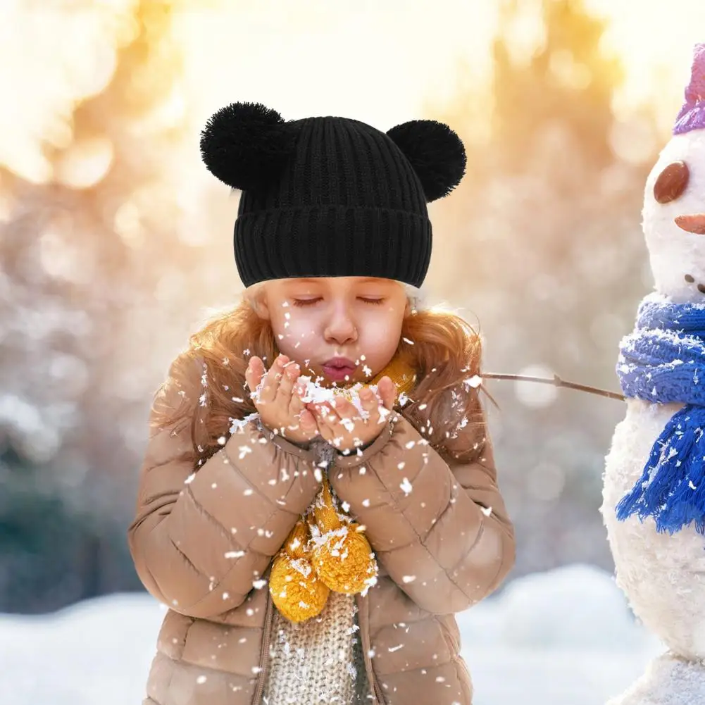 Conjunto de cachecol e luva de pelúcia infantil, decoração antiderrapante de bola de pele, à prova de vento, quente, crianças, meninas, ao ar livre, inverno