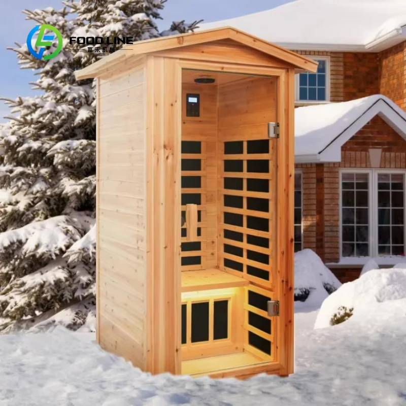 Customized 1750W Low EMF Far Infrared Sauna Room for 1 Person, Outdoor Natural Wood Cabin with Dual Dry Wet Steam Function