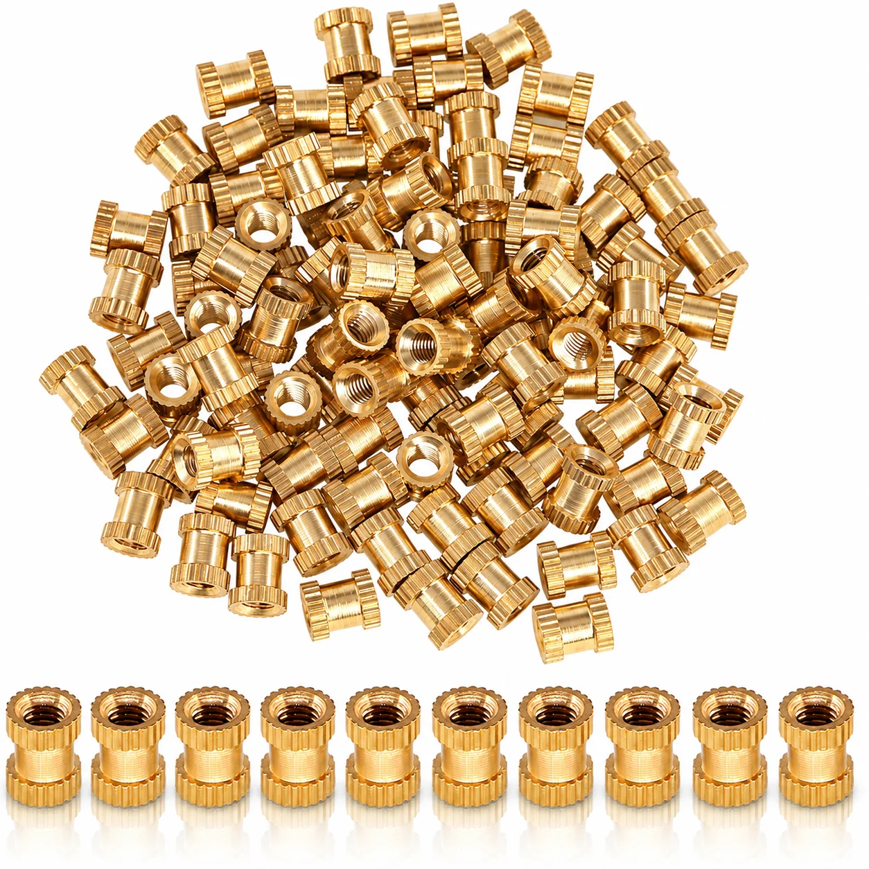 25PCS thread knurled brass hot melt insert nuts embedded nuts M2 M3 M4 M5 M6 injection molded brass knurled thread insert nuts
