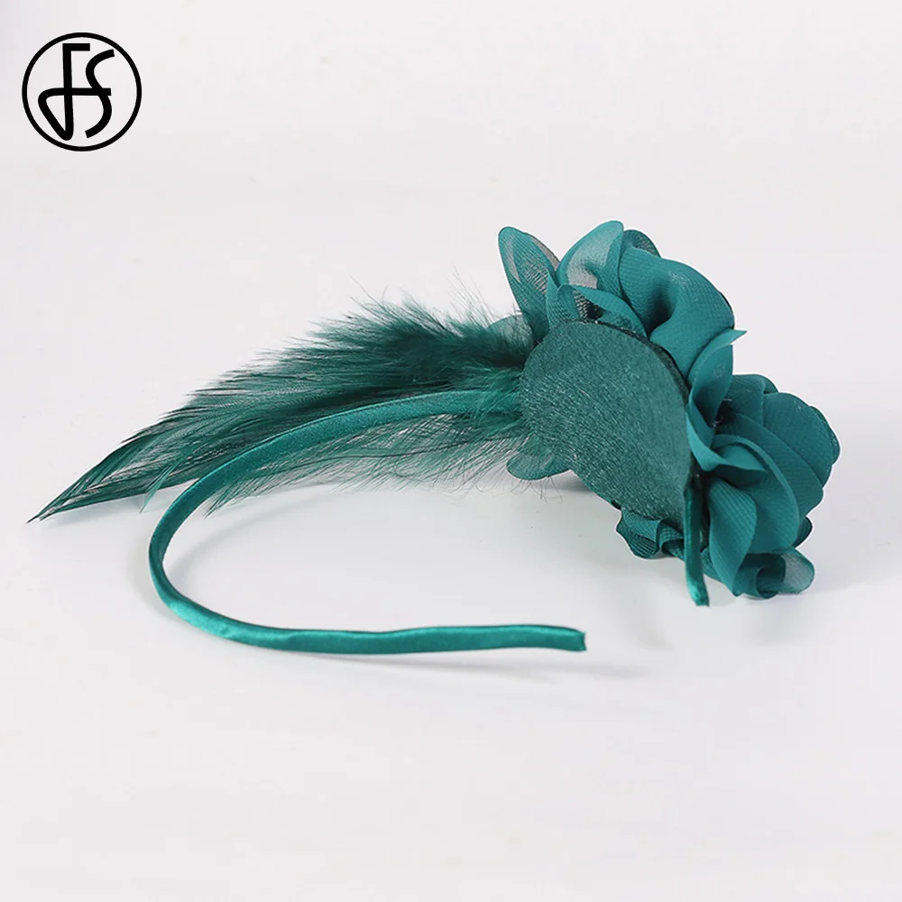 Elegant Pink Feather Flower Headpiece Fascinators Headband for Women Bridal Wedding Hair Accessory Small Top Hat 2025 image 6