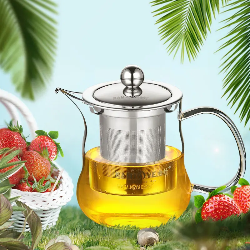 

[GRANDNESS] Kamjove A-17 Heat Resistant Clear Glass Teapot W/h Stainless Steel Infuser 450ml Glass Tea Pot Kamjove