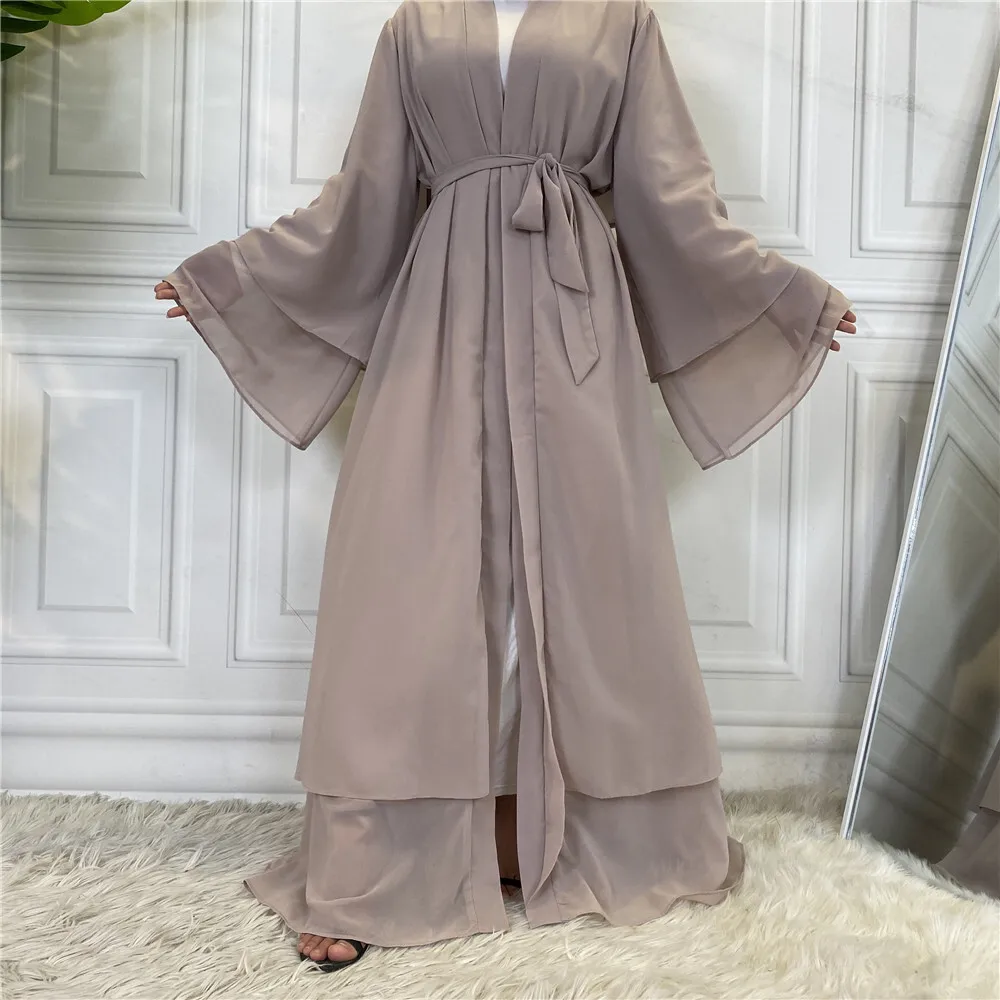 Nuovo colore solido arabo abito Dubai moda cardigan musulmano abito in chiffon 1875 Robe Abaya Ramadan Dubai lusso Islam elegante