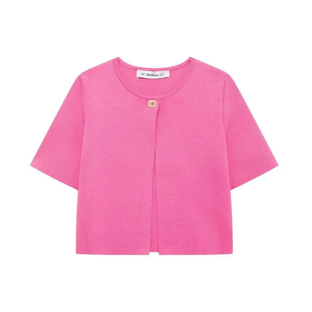 

Women's Slim Knit Short Coat V-Neck One-Button Solid Color Autumn Fashion Europe And United States Wholesale A35279